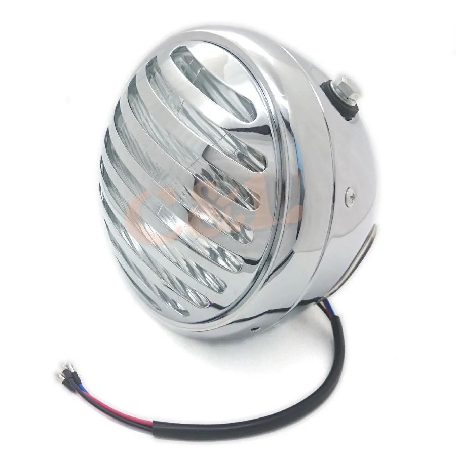 Хромированная 7 дюймовая цилиндрическая фара с заборной решеткой для Harley Chopper Bobber