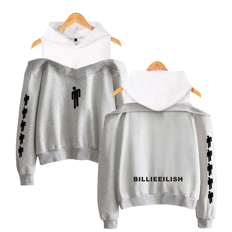 Новая мода Женская Сексуальная billieeilish одно плечо с капюшоном свиная рубашка