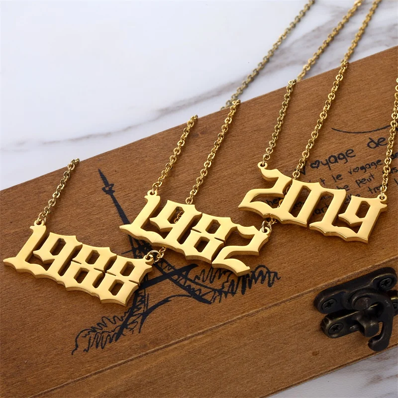 Персонализированные возраст рождения ожерелья для женщин мужчин нержавеющая