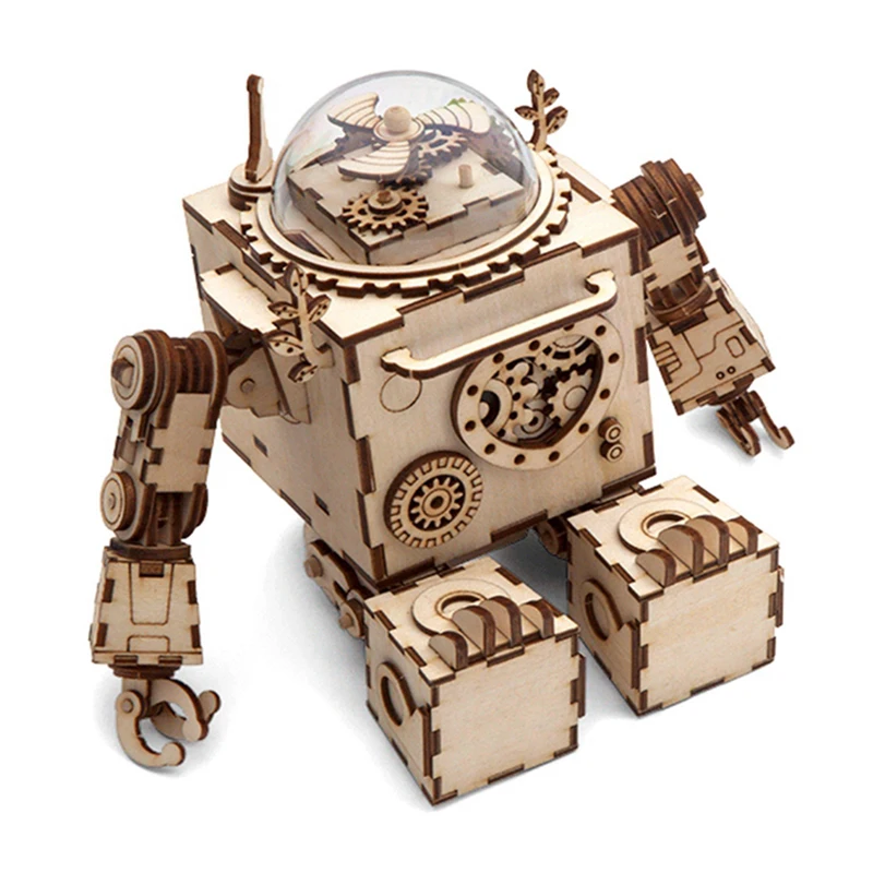 Robotime дропшиппинг DIY 3D деревянная головоломка Собранный шарнирный робот с
