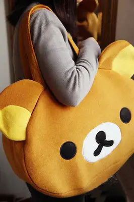 Популярная Милая большая сумка Rilakkuma через плечо плюшевая для отдыха коричневый