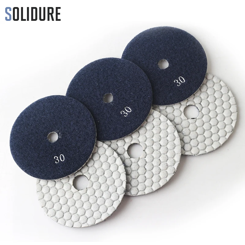 

3pcs/set Grit 30# 4 inch 100mm dry diamond polishing pads for dry or wet polishing granite,marble engineered stone and concrete
