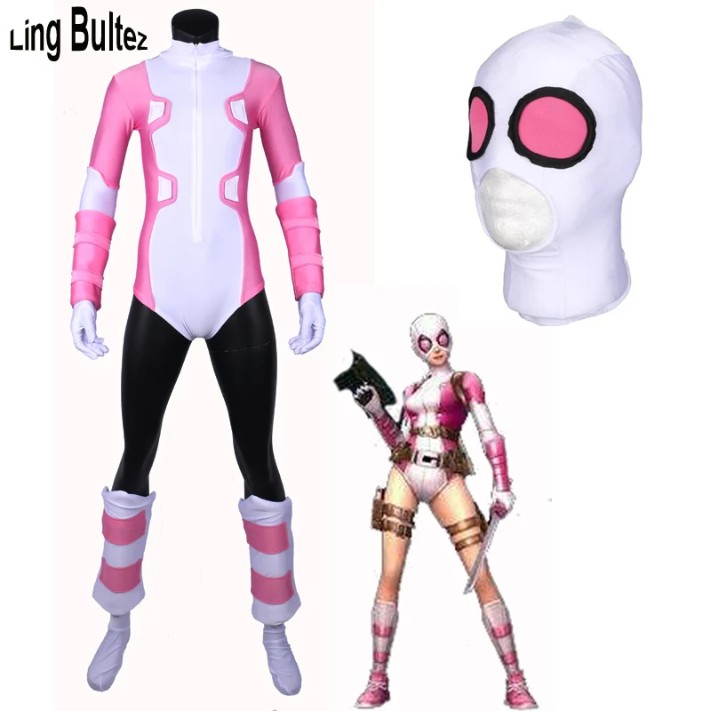 Ling Bultez High Quality Gwen Pool Costume Pink Gwenpool Suit Lady Deadpool Spandex Suit