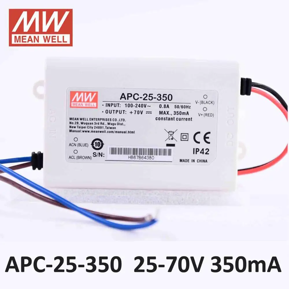 Оригинальный meanwell led привод APC 25W постоянный ток 350mA 500mA 700mA 1050mA светодиодный