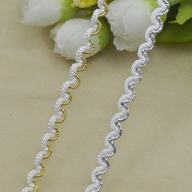

50Metres Free Shipping DIY Clothes Accessories White/Gold/Silver Curve Lace Trim Sewing Lace Centipede Braided Ribbon Lace