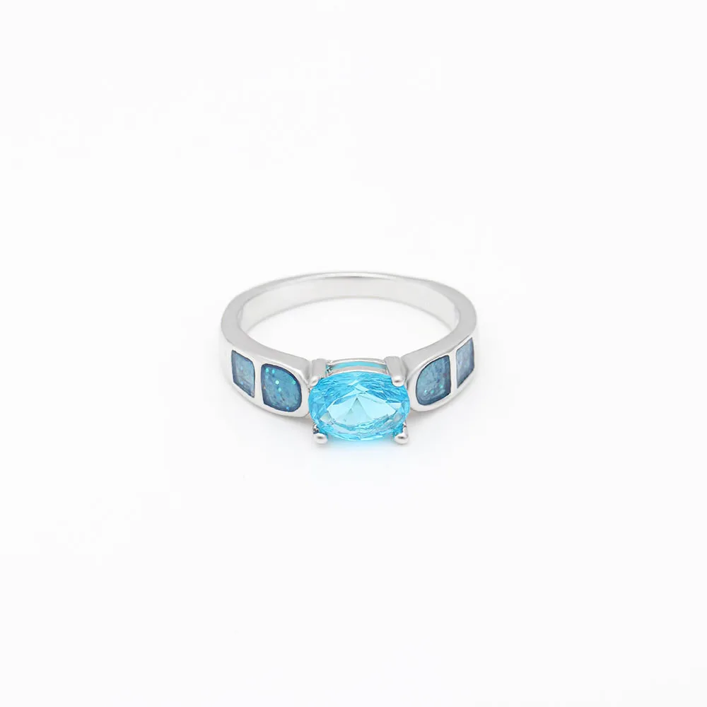 Hainon Blue Opal Ring For Women Fashion Jewelry 2018 New Design Silver Color round Finger Party And Lady's Gifts | Украшения и