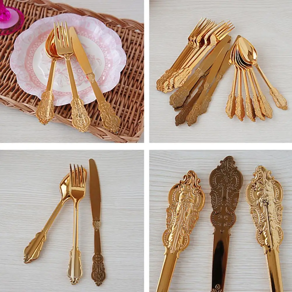 18/16 шт. Комплект посуды одноразовые имитирующие Металлические Пластиковые