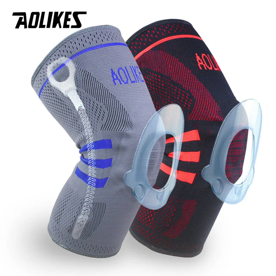 

AOLIKES 1PCS Fitness Running Knee Support Protect Gym Sport Braces Kneepad Elastic Nylon Silicon Padded Compression Knee Pad
