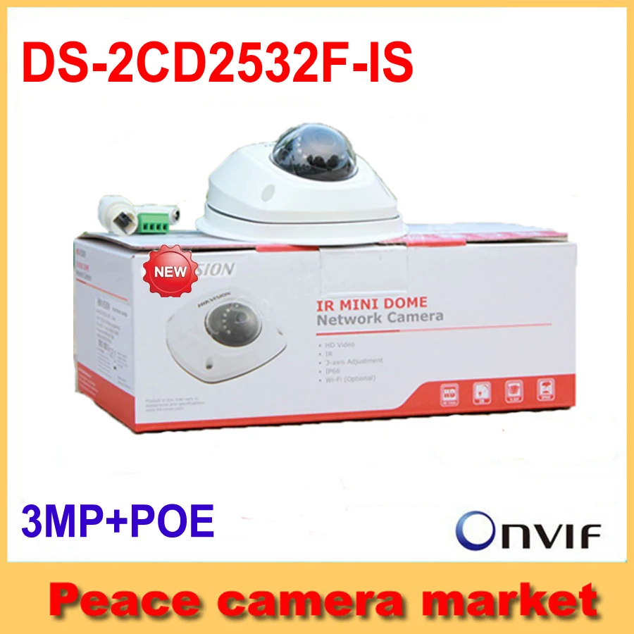 Бесплатная Доставка Hikvision Аудио Ip-камера 1080 P DS-2CD2532F-IS 3-МЕГАПИКСЕЛЬНОЙ ИК Мини