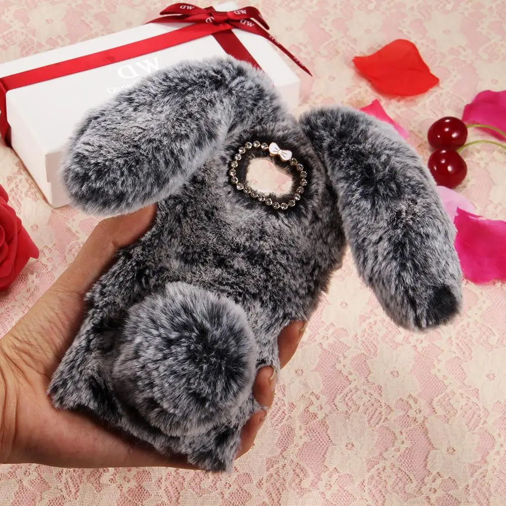Чехол из меха кролика для huawei Y5 Y6 II/mate 9 10Pro/Y5 6 7 Prime Y9 /Nova 3i/Honor 10/8X/7A/Play Cony Hairy из ТПУ
