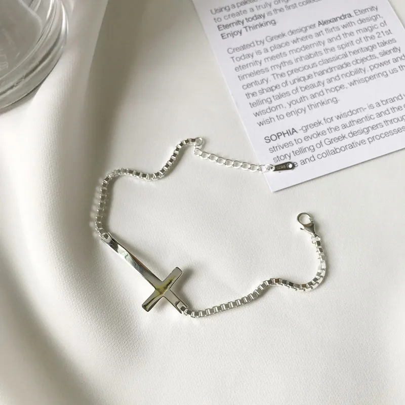 Браслет женский из серебра 925 пробы с крестом|bracelet fashion|fashion braceletaccessories bracelet |