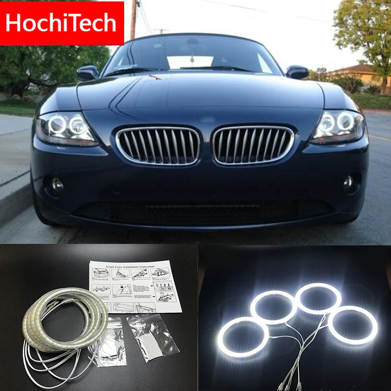 

HochiTech для BMW Z4 E85 E86 2002-2008 ультра яркий SMD белый светодиод ангельские глазки 2600LM 12V halo ring kit дневные ходовые огни DRL
