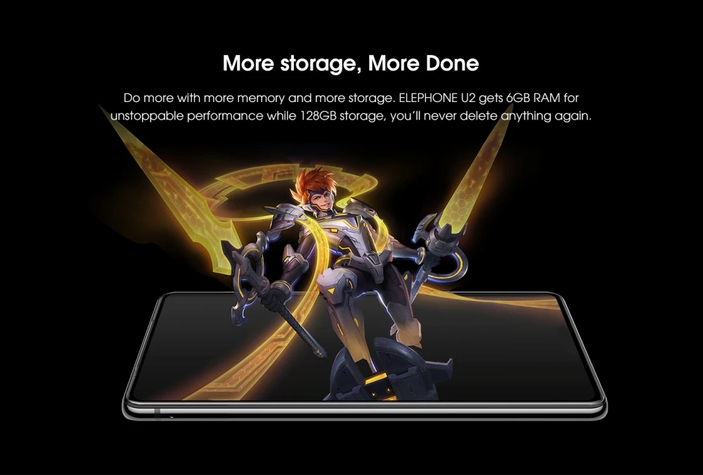 Elephone U2 16MP всплывающая камера 6,2" FHD+ экран Android 9,0 MT6771T Восьмиядерный 4/6GB 64/128GB Face ID 4G мобильный телефон