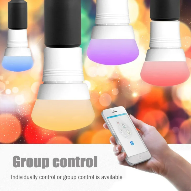 Умный WiFi светильник лампа 8 Вт RGB Bluetooth меняющая цвет с регулируемой яркостью Wake Up