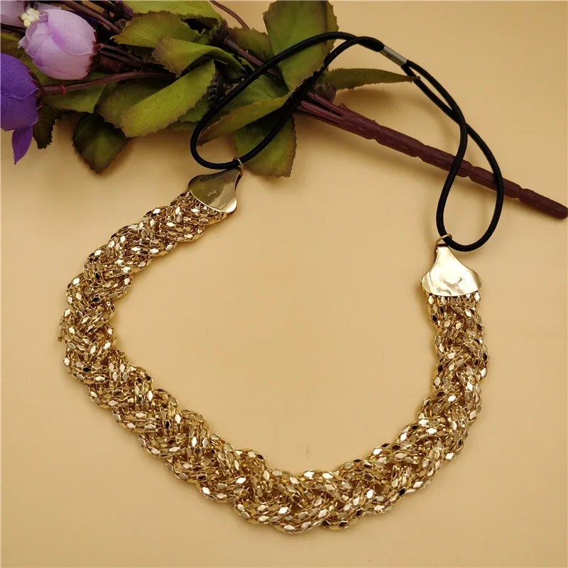 Женские модные вечерние эластичные повязки на голову из сплава металлов