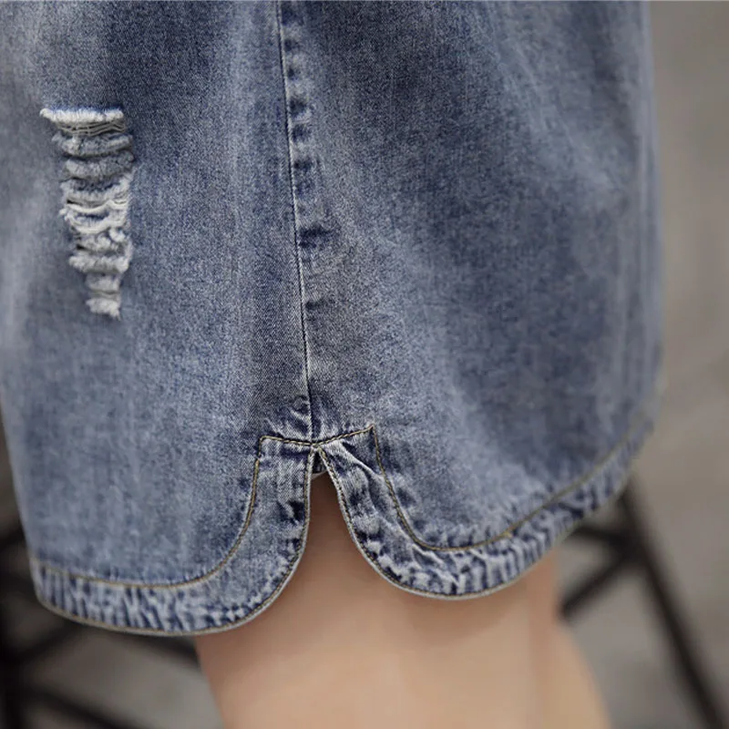 Лето 2017 г. Новый Для женщин мода ковбой платье и пуговицы с вышивкой талии лист