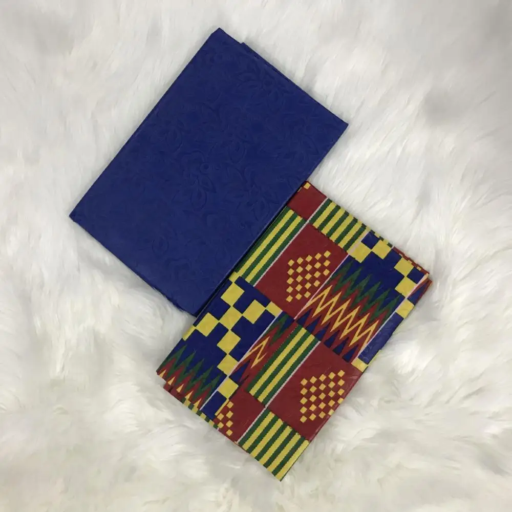 2 ярдов Ghana Kente Ткань Mix однотонная Окрашенная африканская ткань Анкары тиснение