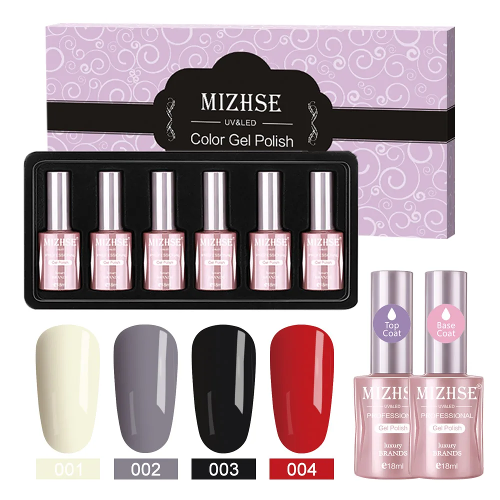MIZHSE Soak off базовый гель верхнее покрытие гель лак для ногтей маникюрный лак длительный цветной гель для ногтей набор комплектов