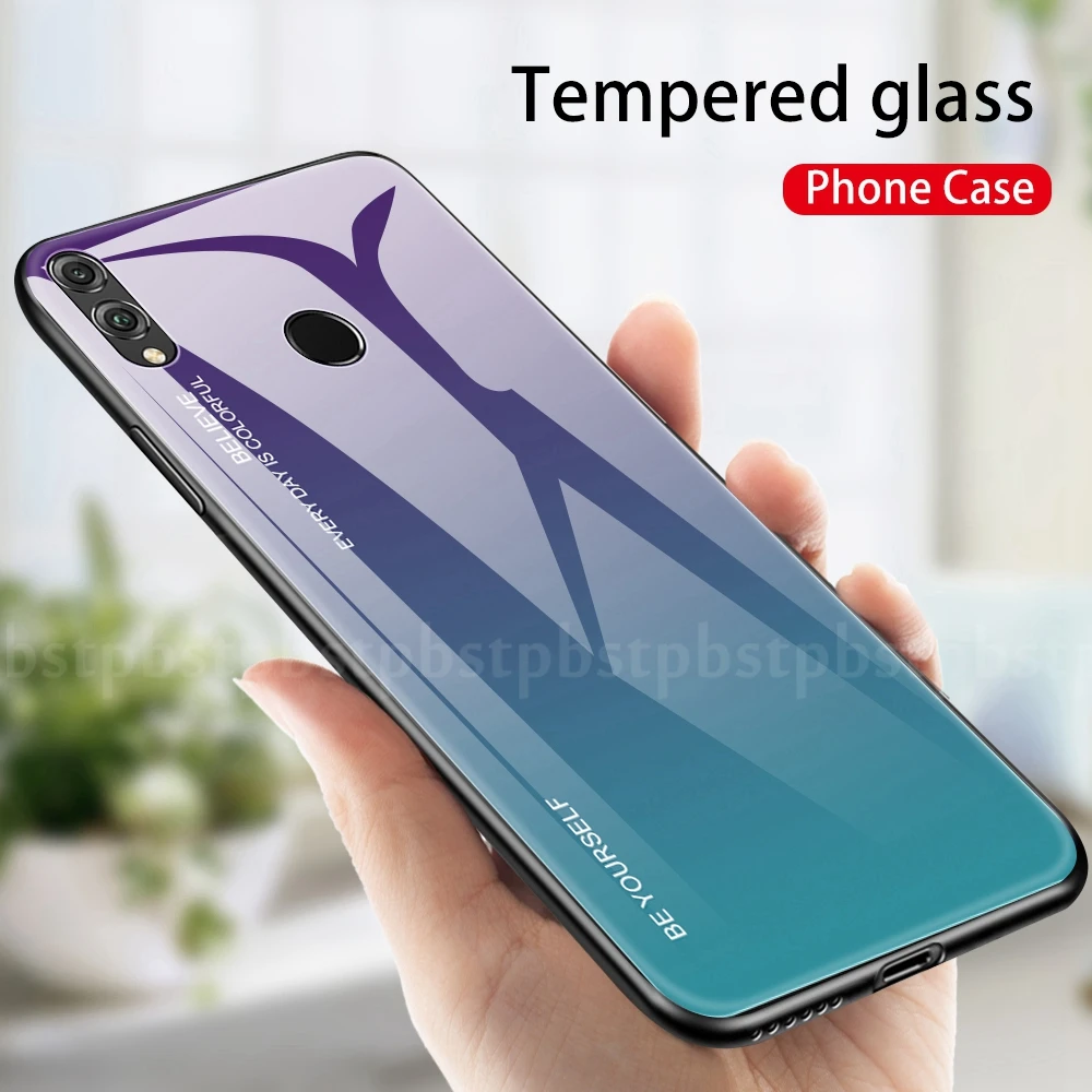 Градиентные чехлы с закаленным стеклом для huawei Honor View 20 Pro V20 8X Max 10i 20i Nova 5 Pro 5i 4 P20 P30 Pro Lite P Smart Plus