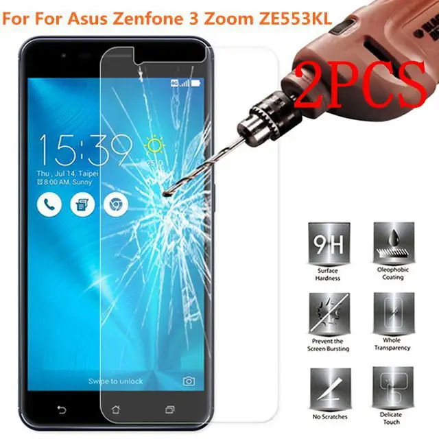 2 шт. закаленное стекло для Asus Zenfone 3 Zoom защита экрана Защитная пленка ZE553KL LTE 4G Z01HD