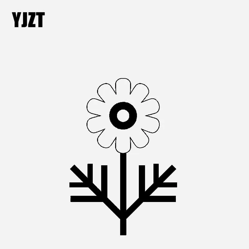 

YJZT 11 см * 16,7 см Креативный дизайн мультяшных цветов Автомобильная Наклейка Виниловая наклейка черный/серебряный цвет