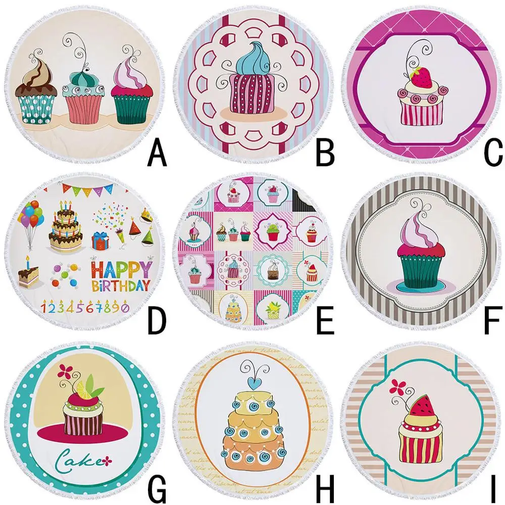 Гобелен мороженое торт печать круглый пляжное полотенце бассейн одеяло скатерти