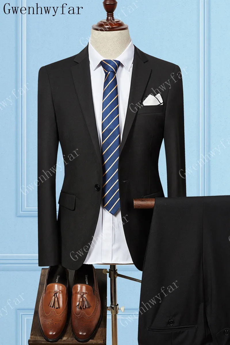 Дизайнерские мужские костюмы на одной пуговице Slim Fit Vent groommen Свадебные смокинги