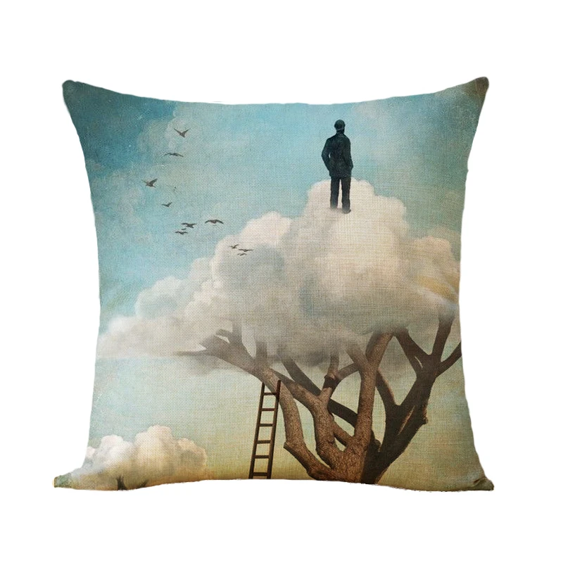 Наволочка с рисунком для девочек модный стиль квадратная хлопковая льняная