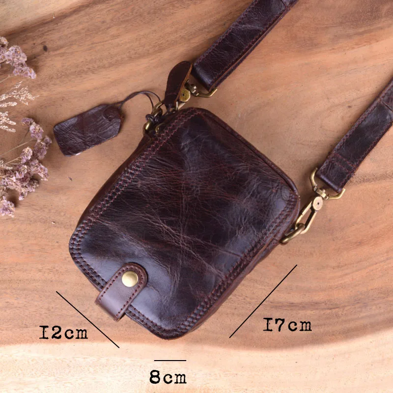 

AETOO Retro mobile phone pocket men's handmade leather Messenger mini casual bag frosted leather men's bag shoulder bag