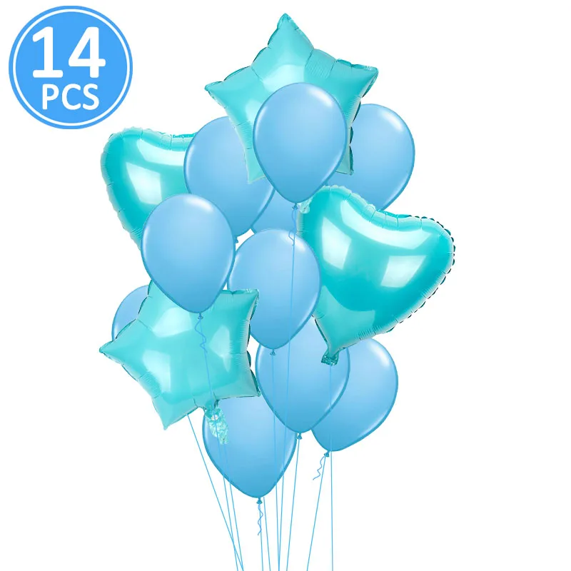 14pcs blue 2 16 дюймов С Днем Рождения Фольга Воздушный шар баннер для взрослых детей вечеринка украшения для маленьких мальчиков и девочек мой первый 1 год поставки розовое золото - Цвет: 14pcs blue 2