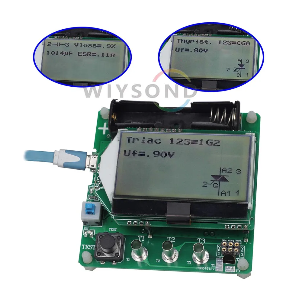 Измеритель емкости MOS/PNP/NPN тестер транзисторов диодов триодов индукторов ESR02