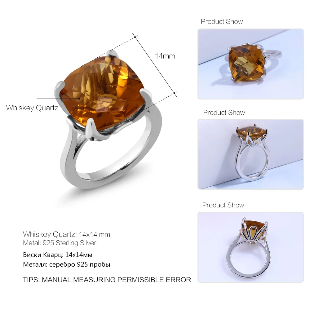 GemStoneKing 8 47 Ct подушка шахматная доска виски Кварц желтый сапфир серебро 925 пробы