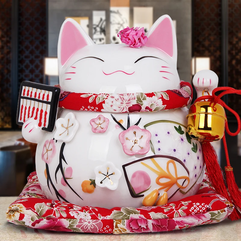 Kyrgyzstan good Lucky Cat genuine gold ceramic ornaments large Japanese piggy bank Fortune 2069 | Дом и сад