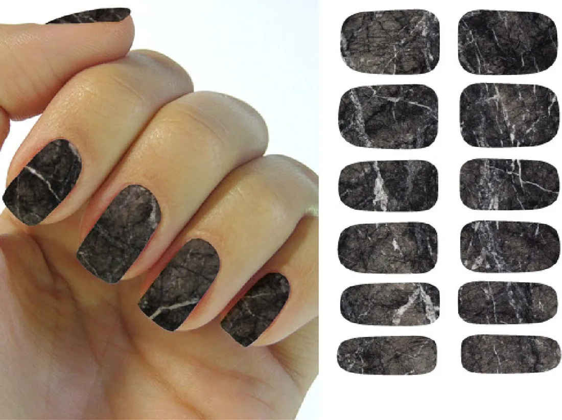 Переводные наклейки для ногтей цветные графические мраморные Рождественский