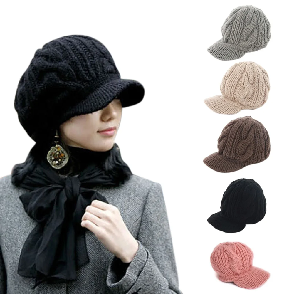 

Newly Fashion Women Peaked Cap Hat Winter Warm Caps Knitted Headwear Outdoor Hats m99