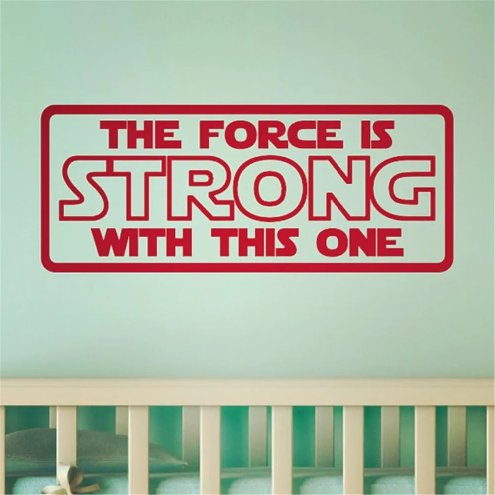 Виниловая наклейка на стену Star Wars The Force Is Strong йода Дарт Вейдер принт букв s 40x10 1