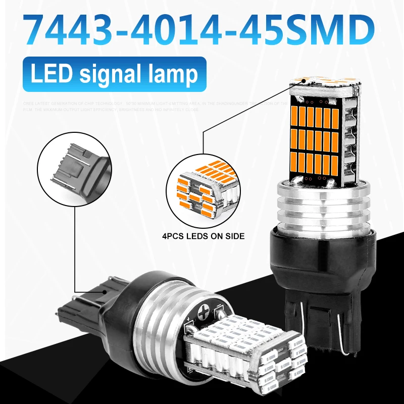 2х автомобильная светодиодная сигнальная лампа T20 7443 7440 Led W21W W21/5 W WY21W Canbus Авто Стоп