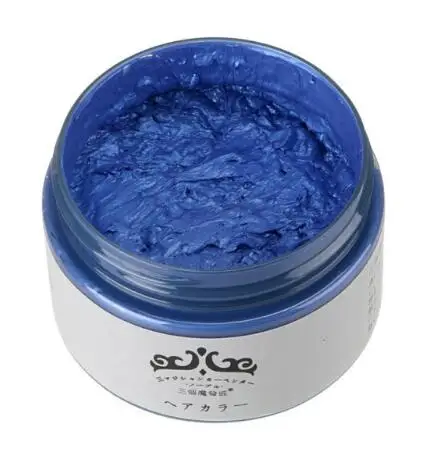 Blue Харадзюку Mofajang, 7 цветов, одноразовая краска для волос, Восковая краска, одноразовая формовочная паста, серебряная, красная краска для волос, воск, грязевой крем - Цвет: Blue