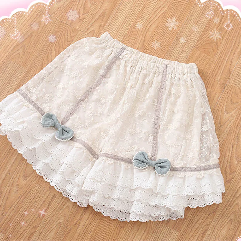 Летние милые короткие брюки в стиле девушки Мори женские Многослойные кружевные