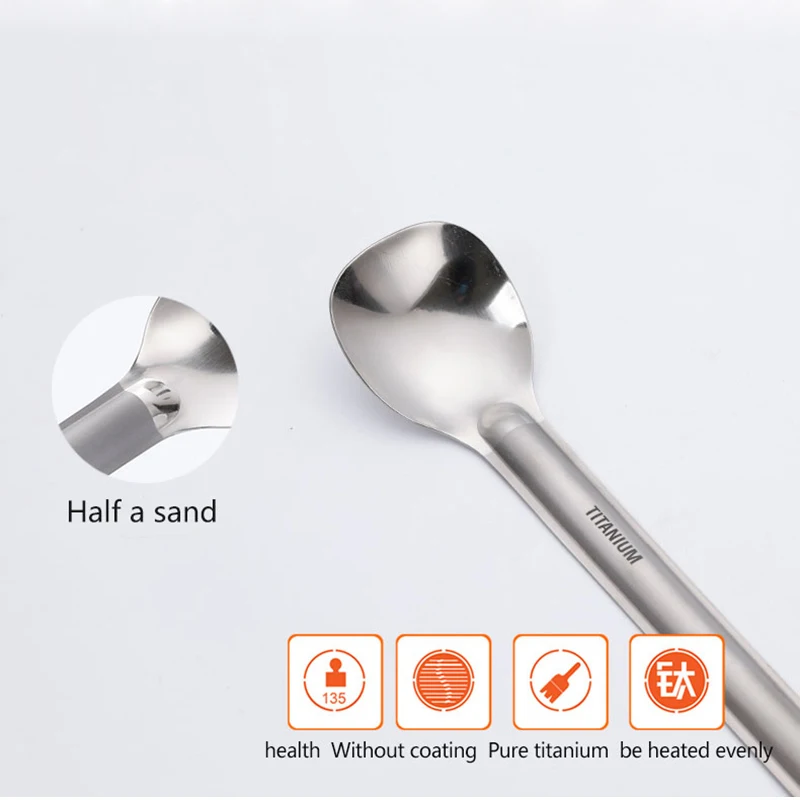 Tiartisan Titanium Long Handle Spoon Outdoor Portable Dinner Spoon Camping Picnic Cutlery Outdoor Traveling Tableware Ta8119