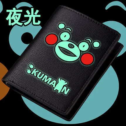 Модные бумажники KUMAMON короткие стильные светящиеся держатели из искусственной