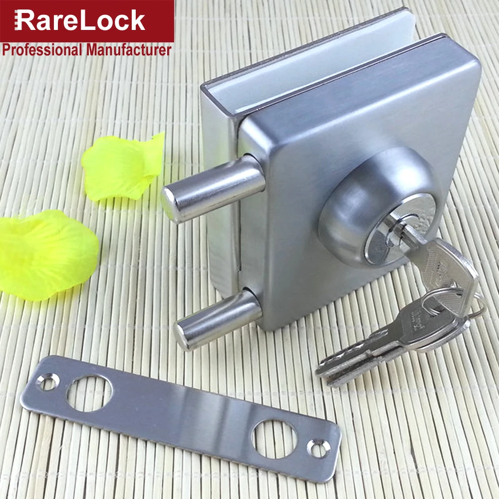 

Glass Door Lock Stainless with 3 Brass keys Lock for Office Kitchen Intenior Door DIY b