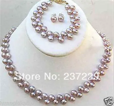 Wholesale price -hot aNatural sets 7-8mm natural PURPLE cultured akoya pearl necklace 17&quot 7.5&quot new | Украшения и