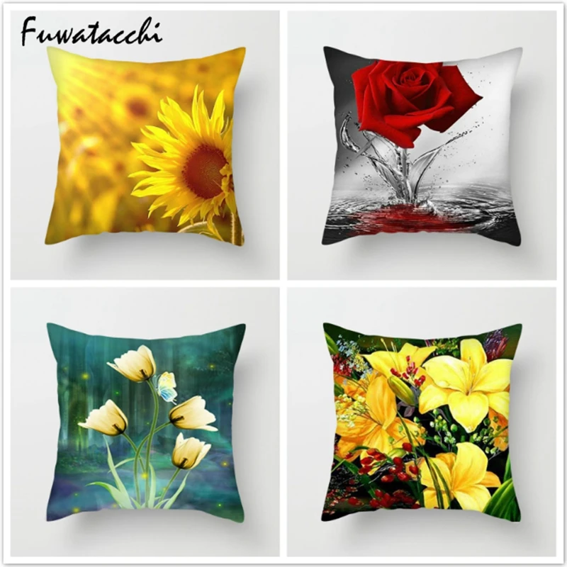 Fuwatacchi Подсолнух лотоса Подушка с тюльпанами чехол несколькими цветочными