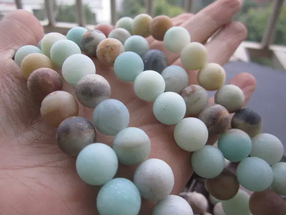 

Sell 1 Strands 16" High Quality Dull Polished Matte Amazonite bead 6mm 8mm 10mm 12mm Matte Gem stone loose Beads