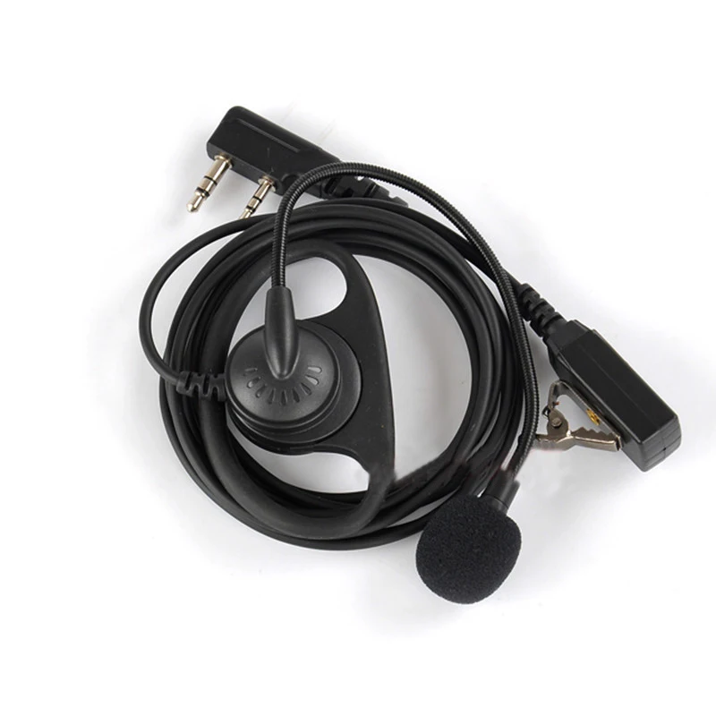 2 контактный D Форма Заушник гарнитура с пальцем PTT Mic для Kenwood BaoFeng UV-5R UV-82 HPGT-3TP BF-888S BF-F8 PX-888K TYT