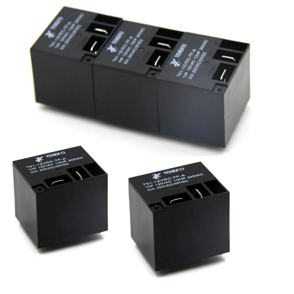 

5PCS T91 Small Normally Open Relay 12V 4 Pins 30A TF T91-12VDC-TF-A