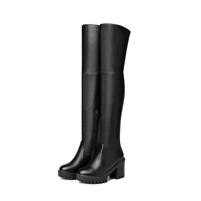 MEMUNIA Newest thigh high boots women round toe autumn high heels platform over knee boots slim sexy long shoes