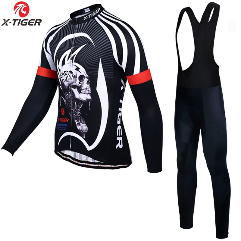 Jerseys and Bib Pant X-Tiger, зимний термальный флисовый комплект для велоспорта, Майо, Ropa Ciclismo, супер теплая одежда для горного велосипеда, одежда для велоспорта, комплект для велоспорта - Цвет: Jerseys and Bib Pant