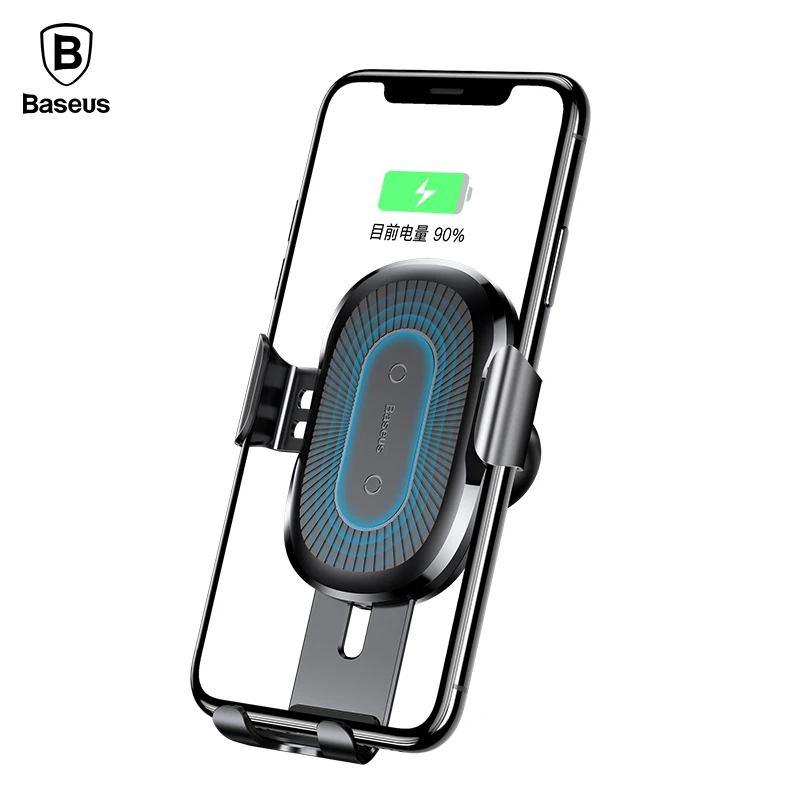 baseus qi wireless charger car holder for mobile phone in car for iphone x samsung galaxy s9 quick charge car mount phone stand free global shipping